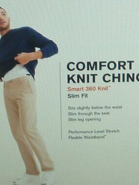 Dockers Comfort Knit Chino Comfort Waist Slim Fit Flat Front Pant Khaki 38Wx32L